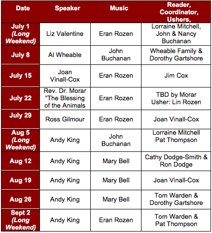 2018 MGUC Summer Schedule