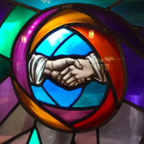 Shaking Hands - Stained Glass